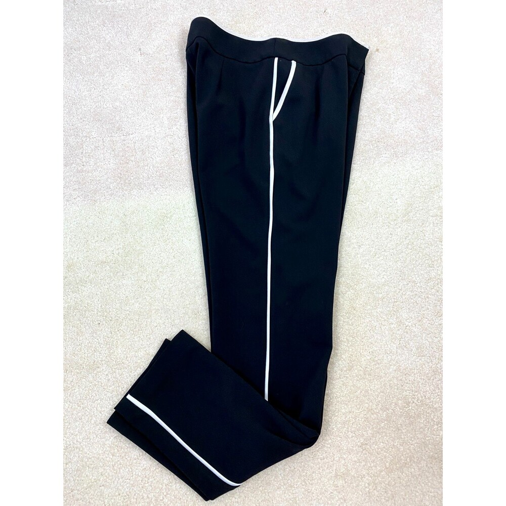 Calvin Klein Black Tuxedo Pants 2 White Trim Slim Fit Trouser Dressy Side Stripe